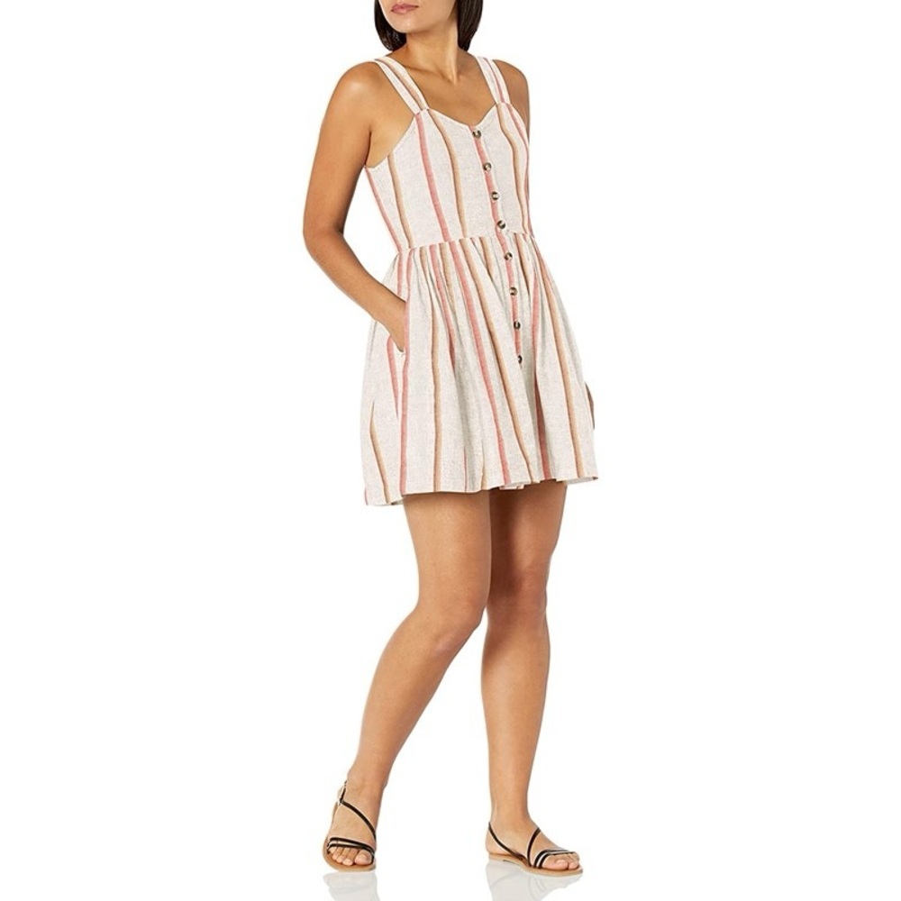 Roxy Women’s Sunlit Twist Sleeveless Dress – Snow White Sunrise Size Small